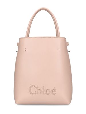 Кожени чанта Chloé розово