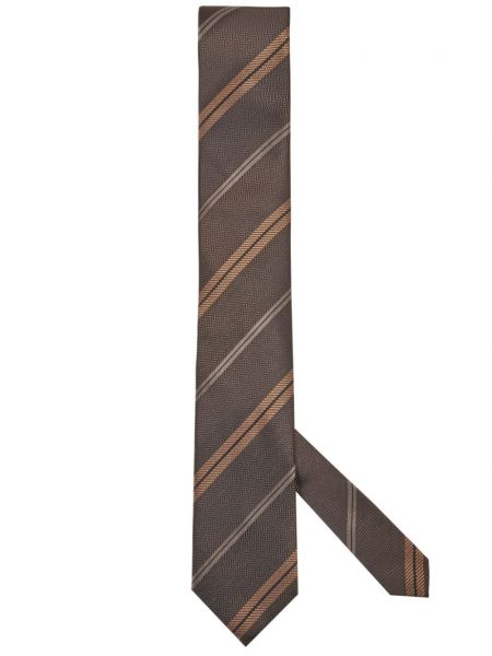 Ριγέ μεταξωτή γραβάτα Tom Ford καφέ