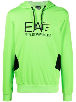 Trykt hettegenser Ea7 Emporio Armani grønn