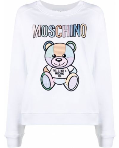 Bomull brodert sweatshirt Moschino hvit