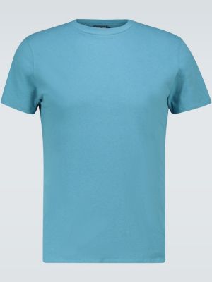 Bavlněné lněné tričko Frescobol Carioca modré