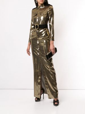 Vestido camisero con lentejuelas Ralph Lauren Collection dorado