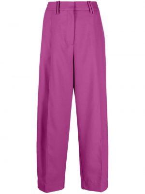 Pantaloni cu picior drept plisate Ganni violet