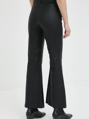Pantaloni cu talie înaltă din piele By Malene Birger negru