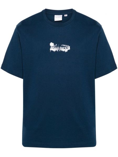 Raštuotas medvilninis marškinėliai Daily Paper mėlyna