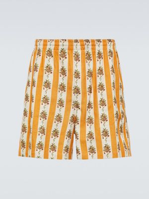 Prugaste kratke hlače s printom Bode narančasta