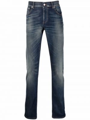 Skinny džíny s výšivkou Alexander Mcqueen modré