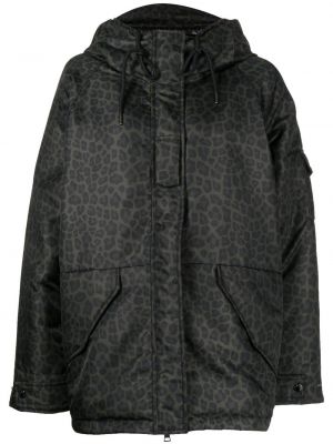 Dūnu jaka ar kapuci ar apdruku ar leoparda rakstu Moncler zaļš