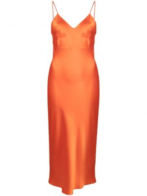 Šilkinis midi suknele su perlais Gilda & Pearl oranžinė