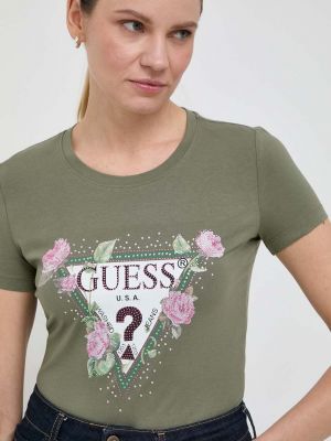 Тениска на цветя Guess зелено
