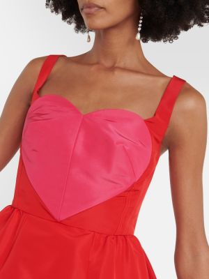 Μεταξωτή μίντι φόρεμα με μοτίβο καρδιά Carolina Herrera κόκκινο