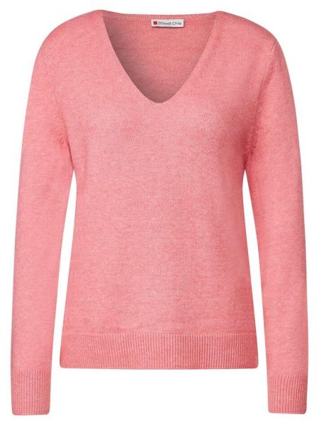 Меланжевый свитер в уличном стиле Street One розовый