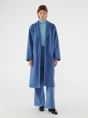 Длинное женское тканевое пальто с воротником с лацканами Compañía Fantástica синий