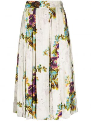 Plisované květinové sukně Tory Burch bílé