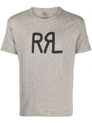 Памучна тениска с принт Ralph Lauren Rrl сиво