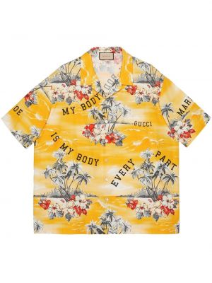 Koszula z nadrukiem Gucci żółta
