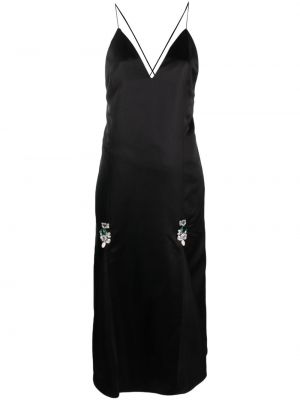 Сатенена рокля с кристали Wales Bonner черно