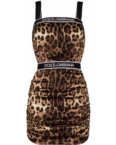 Mini vestido con estampado leopardo Dolce & Gabbana marrón