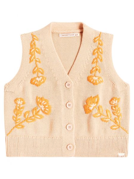 Floral bomull brodert vest for jenter Tinycottons oransje