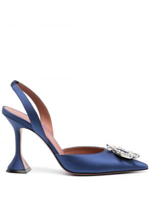 Полуотворени обувки с отворена пета Amina Muaddi синьо