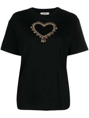 Bavlnené tričko Sandro čierna