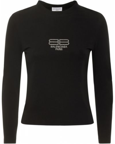 Pamut testhezálló póló Balenciaga fekete