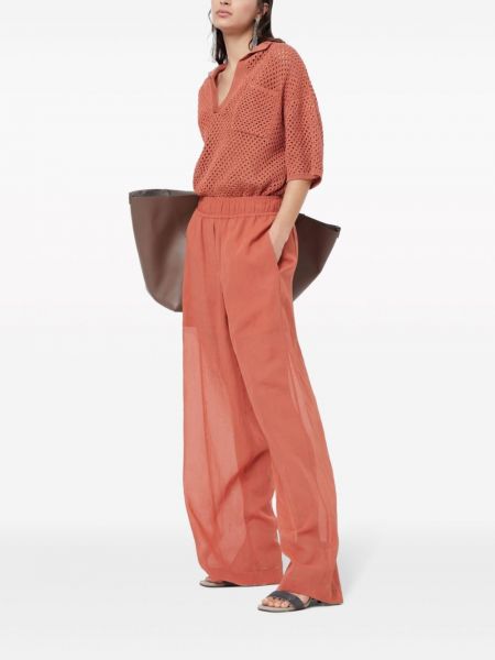 Průsvitné kalhoty relaxed fit Brunello Cucinelli oranžové