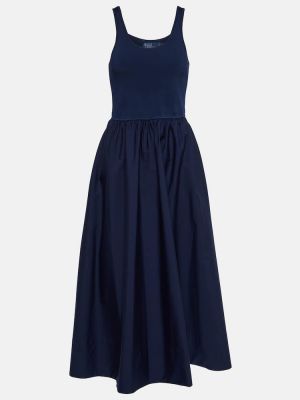 Sukienka midi z dekoltem w łódkę Polo Ralph Lauren niebieska