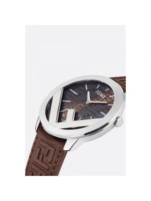 Jedwabny zegarek wełniany w kratkę Fendi brązowy