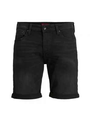 Szorty jeansowe na guziki Jack & Jones czarne