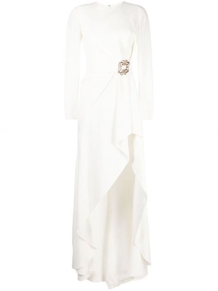 Asimetrična koktejl obleka Elie Saab bela