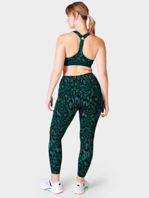 Леопардовые тканевые брюки с принтом Sweaty Betty зеленые