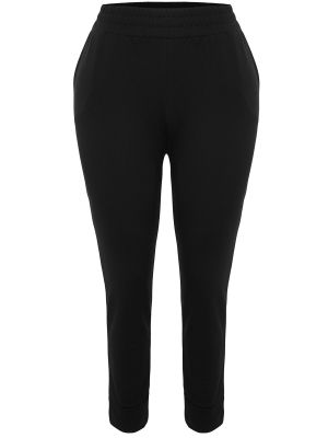 Pletené slim fit sportovní kalhoty s vysokým pasem Trendyol černé