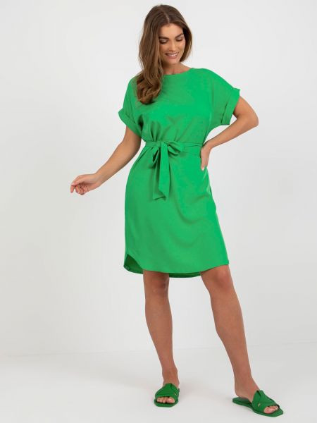 Mini haljina kratki rukavi Fashionhunters zelena