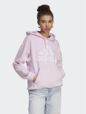 Oversized mikina s kapucí relaxed fit Adidas růžová