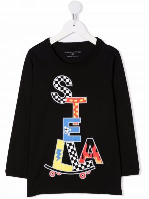 Trykt bomull t-skjorte for jenter Stella Mccartney Kids svart