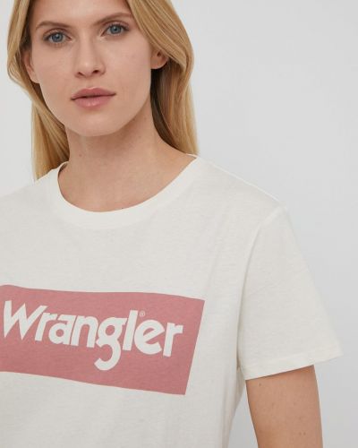 Bavlněné tričko Wrangler béžové