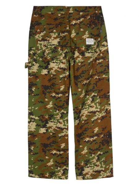 Pantalon droit à imprimé à imprimé camouflage Awake Ny marron