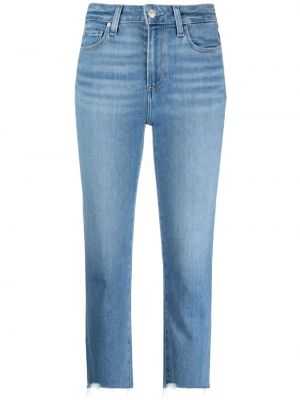 Klasické bavlněné straight fit džíny s knoflíky Paige - modrá
