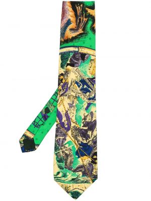Svilena kravata s potiskom z abstraktnimi vzorci Versace Pre-owned rumena