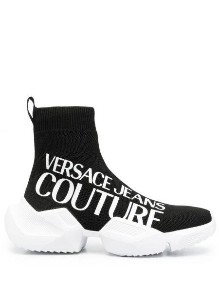 Gležnjarji s potiskom Versace Jeans Couture črna