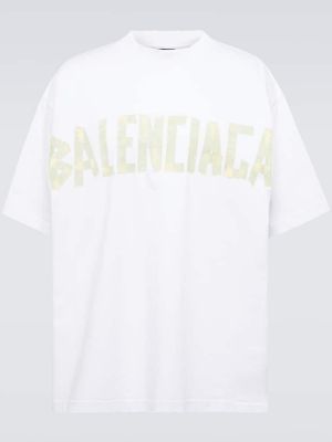Βαμβακερή μπλούζα από ζέρσεϋ Balenciaga λευκό