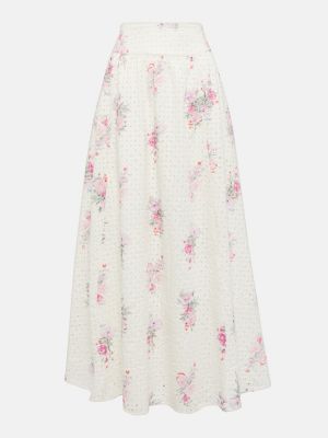 Pamučna maksi suknja s cvjetnim printom Loveshackfancy bijela