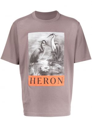 Tričko s potiskem Heron Preston hnědé