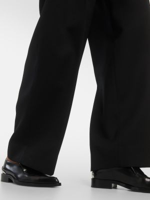 Vlněné kalhoty s vysokým pasem Jil Sander černé