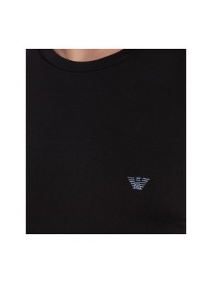Camiseta de manga larga con bordado Emporio Armani negro