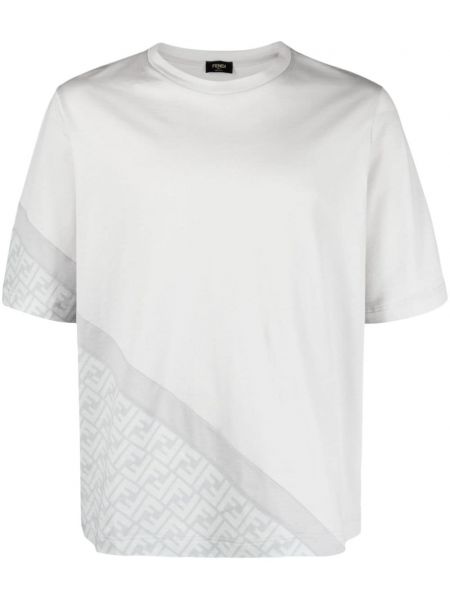 Koszulka bawełniana z nadrukiem Fendi szara