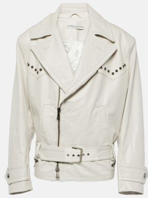 Kožna jakna Alessandra Rich bijela