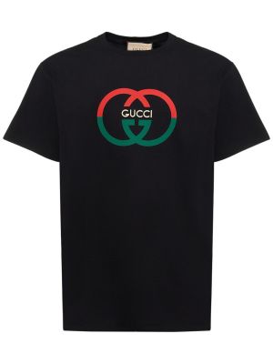 Koszulka bawełniana z dżerseju Gucci czarna