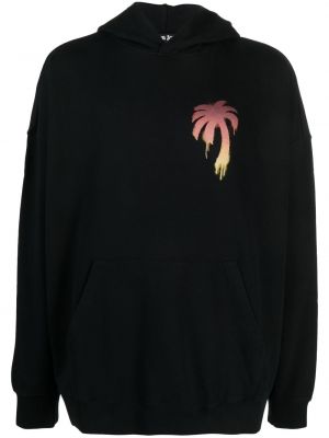 Βαμβακερός φούτερ με κουκούλα με σχέδιο Palm Angels μαύρο